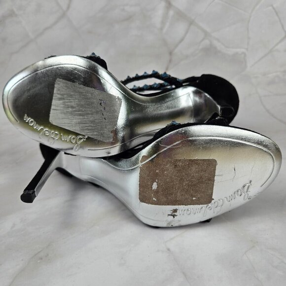 Sam Edelman Sz 8M Alina Black Turquoise Strappy Leather High Heels Zip Back NWOT - Picture 11 of 16